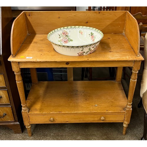 589 - Pine washstand with fitted drawer & Royal Doulton basin