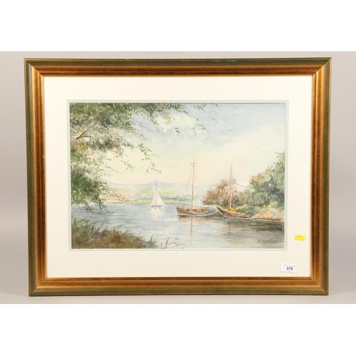 375 - N Morton, Sail boats, watercolour on paper, signed 55 x 37 ( not incl frame)