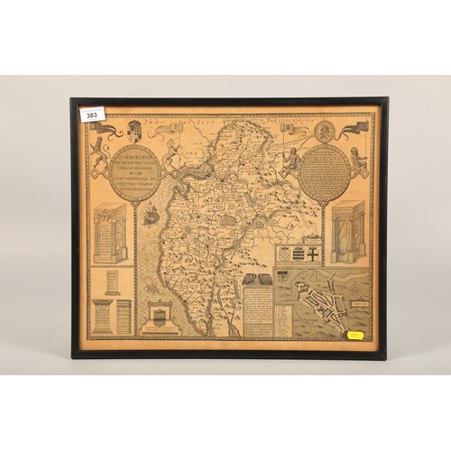 383 - Antique Map of Cumberlund, 48 x 39cm  ( 50 x 41 incl frame)