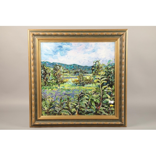 401 - Pat Kramek ,framed oil on board,country landscape59cm x 59cm