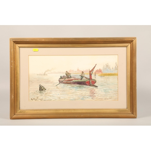 406 - A Mortimer, pair of framed watercolours, Dutch river landscapes22cm x 42cm , 38cm x 59.5cm including... 