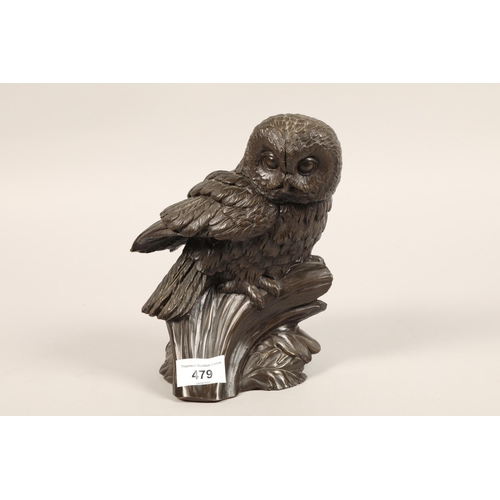 479 - Small bronzed owl ornament 20cm h