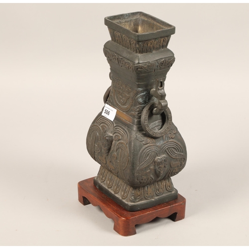 506 - Ornamental cast vase & stand