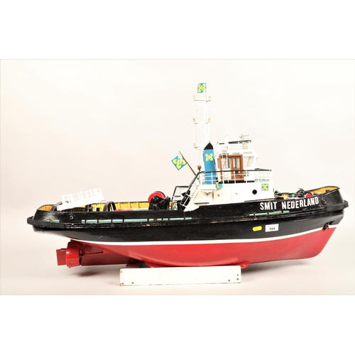 544 - Hand built radio controlled model of a boat(Smit Nederland)100 cm long