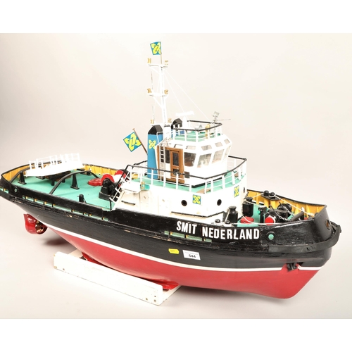 544 - Hand built radio controlled model of a boat(Smit Nederland)100 cm long