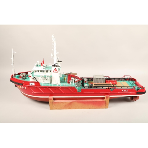 547 - Hand built radio controlled model of a boat(Aziz)110 cm long