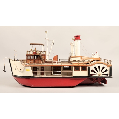 549 - Hand built radio controlled model of a paddle steamer75 cm long