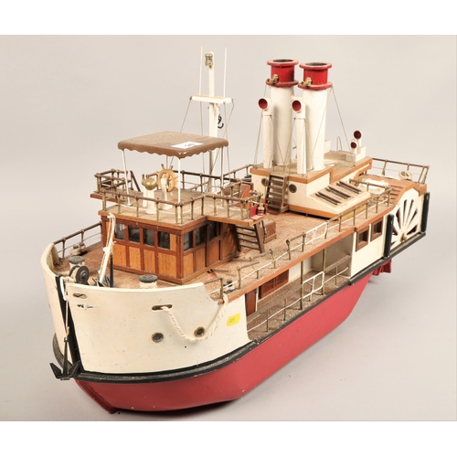 549 - Hand built radio controlled model of a paddle steamer75 cm long