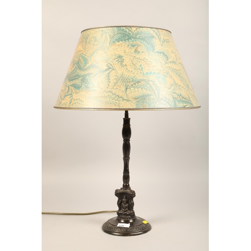 536 - Bronze table lamp & shade