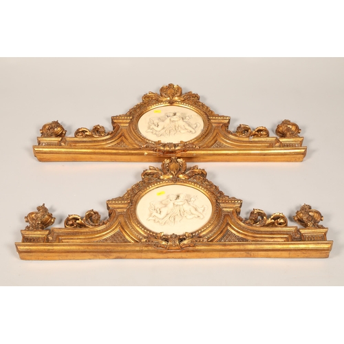 504 - Pair of reproduction gilt cornices