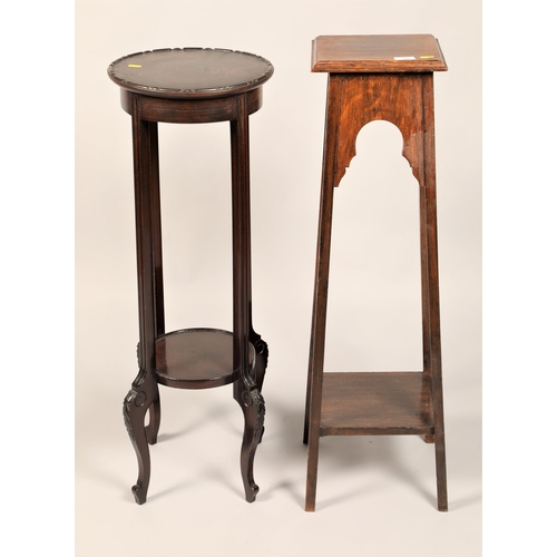 505 - Mahogany plant stand & oak plant stand(2)