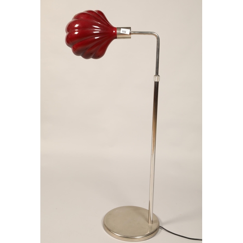 532 - Chrome style standard lamp with shell shaped shade