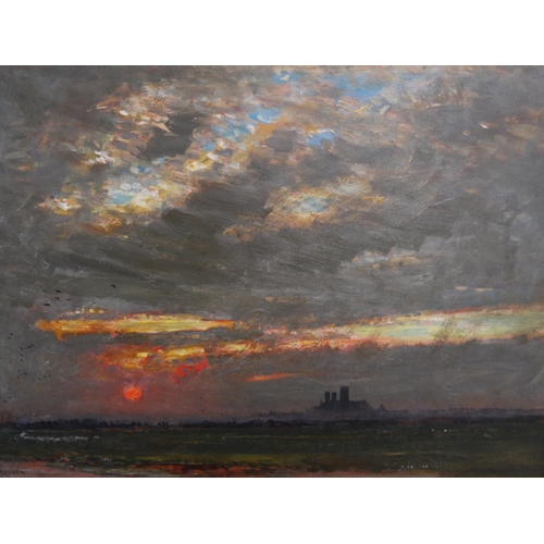 270 - Albert Goodwin RWS (British, 1845 - 1932)LincolnSigned and titled, oil on board, 29cm x 39cm, in ges... 