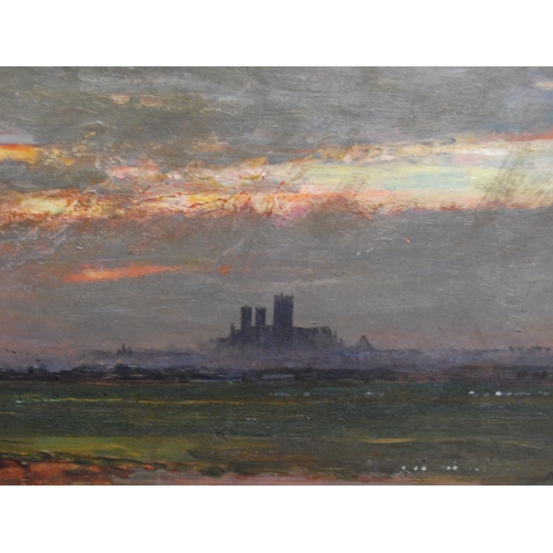 270 - Albert Goodwin RWS (British, 1845 - 1932)LincolnSigned and titled, oil on board, 29cm x 39cm, in ges... 