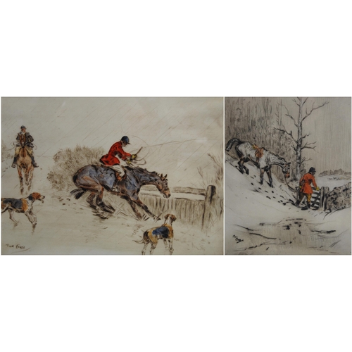 275 - Tom Carr (British, 1912 - 1977)'Come on, Yer Brute' and 'In the Snow: The Hunt Wicket'Two pencil sig... 