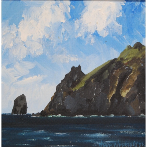 246 - Jim Nicholson (Scottish, 1924 - 1996)Boreray and Stac LeeSigned, oil on board, 23.5cm x 23.5cm.  ARR... 