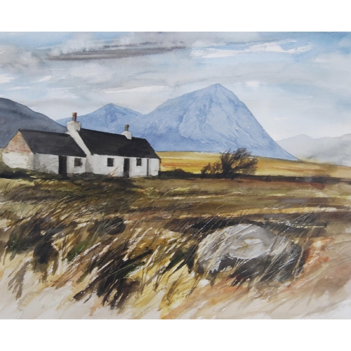 247 - Jim Nicholson (Scottish, 1924 - 1996)Black Rock Cottage, GlencoeSigned and titled, watercolour, 25cm... 