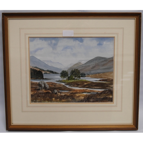 251 - Jim Nicholson (Scottish, 1924 - 1996)Loch Ossian and Ben AlderSigned and dated 1982, watercolour, 23... 