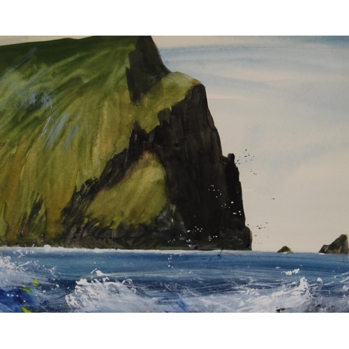 252 - Jim Nicholson (Scottish, 1924 - 1996)Soay, St KildaSigned, mixed media, 19cm x 26cm.  ARR... 