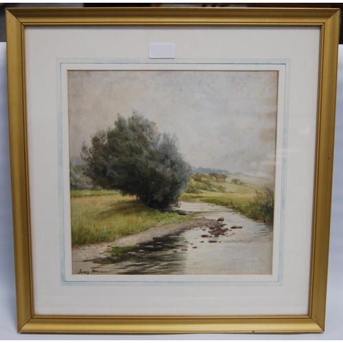 265 - James Heron (Scottish, fl. 1873 - 1919)On the Ale Water, c. 1900Signed, watercolour, 31cm x 31cm.Ins... 