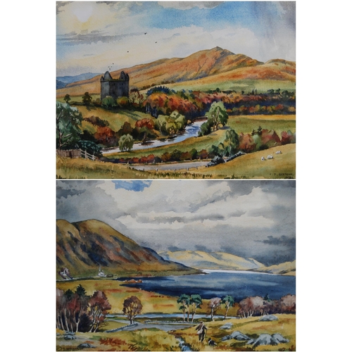 266 - TJ Bertram (Scottish)Autumn, Newark Tower, YarrowSigned and dated 10/86, watercolour, 26.5cm x 35cm,... 