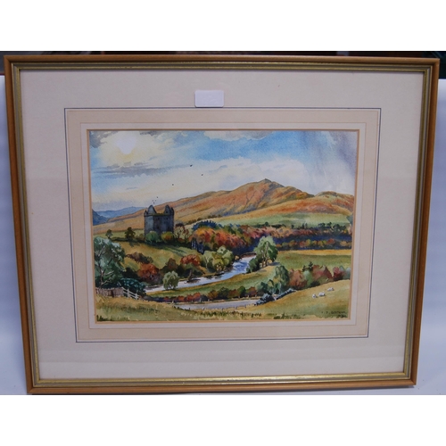 266 - TJ Bertram (Scottish)Autumn, Newark Tower, YarrowSigned and dated 10/86, watercolour, 26.5cm x 35cm,... 