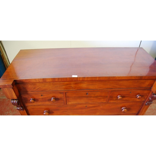 307 - Victorian Scottish mahogany breakfront chest of drawers with three short over three long drawers fla... 