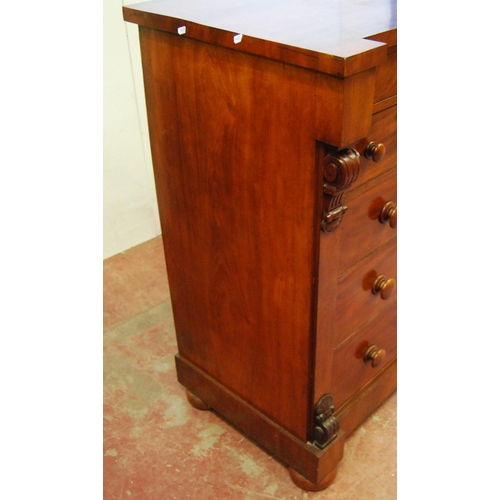 307 - Victorian Scottish mahogany breakfront chest of drawers with three short over three long drawers fla... 