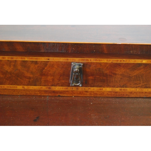 308 - Late Victorian inlaid mahogany desk, the superstructure with long drawer above deep drawers flanked ... 