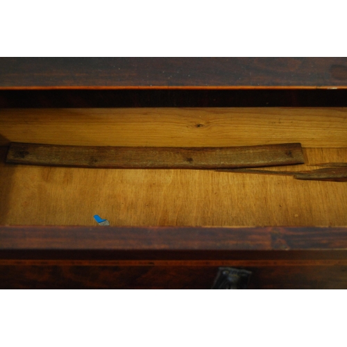 308 - Late Victorian inlaid mahogany desk, the superstructure with long drawer above deep drawers flanked ... 