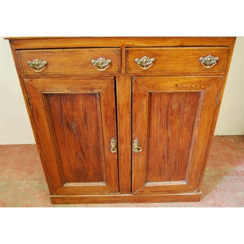 311 - Victorian Scotch pine dresser, the superstructure top with four short drawers above an open recess, ... 