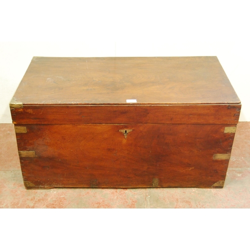 312 - Stained wood brass-bound camphorwood chest, c. early 20th century, with hinged top and iron handles,... 