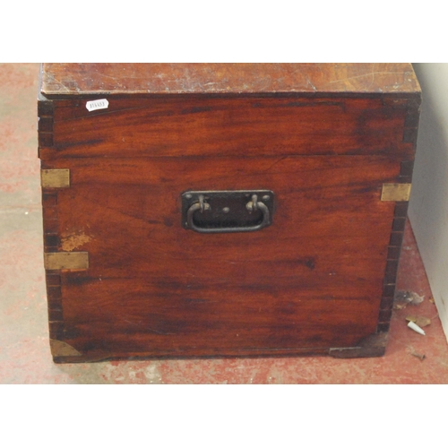 312 - Stained wood brass-bound camphorwood chest, c. early 20th century, with hinged top and iron handles,... 