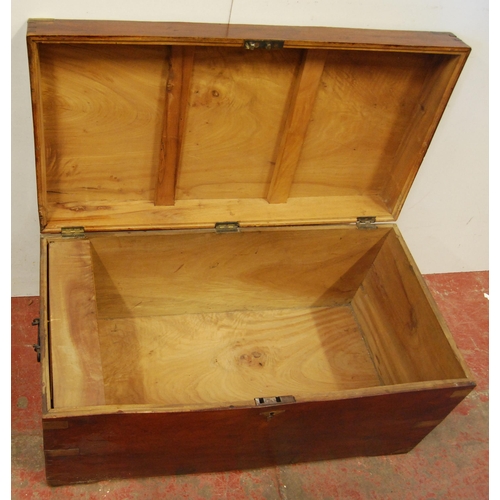 312 - Stained wood brass-bound camphorwood chest, c. early 20th century, with hinged top and iron handles,... 