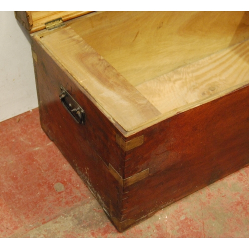 312 - Stained wood brass-bound camphorwood chest, c. early 20th century, with hinged top and iron handles,... 