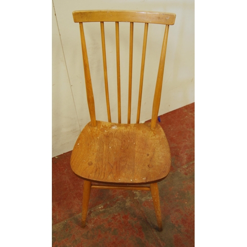 315 - Blonde Ercol refectory-type table and four chairs, c. 1960s, the table on splayed supports, 71cm hig... 