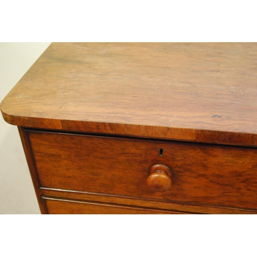 317 - Burr wood chest of two short and three long drawers, c. early 19th century, with turned handles, on ... 