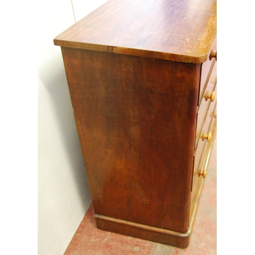 317 - Burr wood chest of two short and three long drawers, c. early 19th century, with turned handles, on ... 