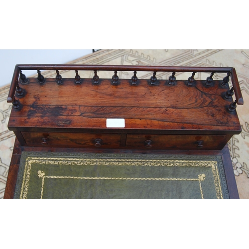 328 - Early 19th century Regency-style rosewood davenport, the open balustrade gallery above two short dra... 