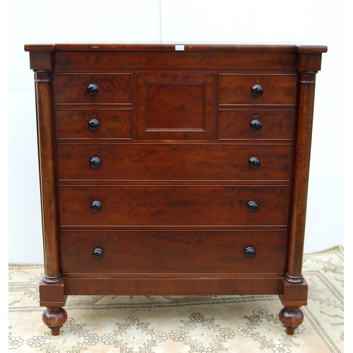 335 - Victorian Scottish mahogany breakfront chest of drawers with two pairs of short drawers above three ... 