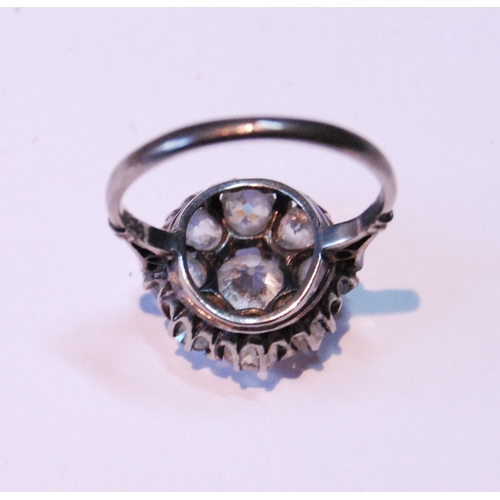 26 - Early 20th century diamond cluster ring with old-cut brilliant, approximately .5ct, surrounded by ei... 