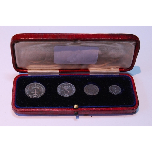 89 - Edward VII Maundy Money 1904 comprising of 1, 2, 3 and 4 pence, in red tooled box.