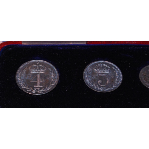 89 - Edward VII Maundy Money 1904 comprising of 1, 2, 3 and 4 pence, in red tooled box.