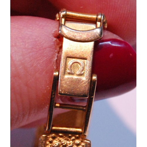 127 - Lady's Omega 9ct gold bracelet watch, 1975, 19g gross.