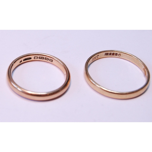 36 - Four 18ct gold plain band rings, 13.5g.