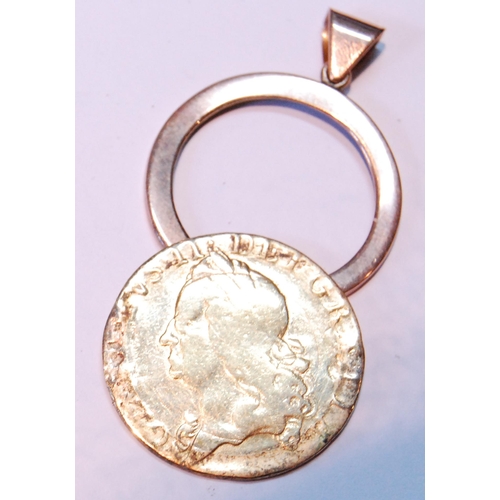 87 - Rose guinea, 1759, with gold pendant mount (detached), coin 7.5g, mount 1.8g.  (2)