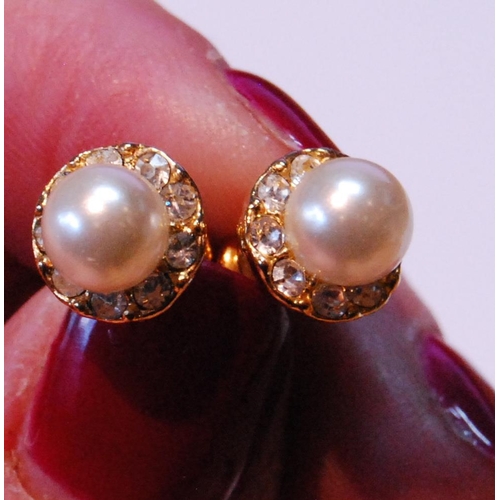 46 - Pair of Mikimoto pearl ear studs in gold, '14k', another pair, imitation, and a Chinese gold bracele... 