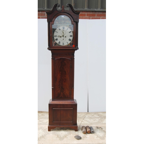 303 - 19th century Scottish mahogany eight day longcase clock with 14in painted dial named to William Law,... 