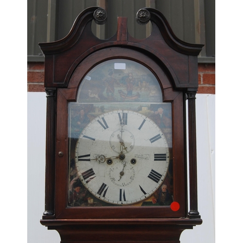 303 - 19th century Scottish mahogany eight day longcase clock with 14in painted dial named to William Law,... 