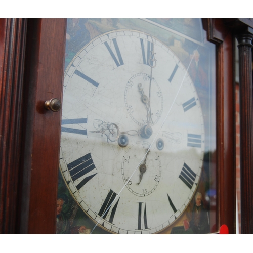 303 - 19th century Scottish mahogany eight day longcase clock with 14in painted dial named to William Law,... 